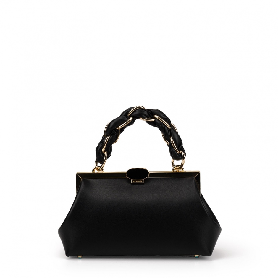 Cromia Дамска черна чанта с обков - изглед 1