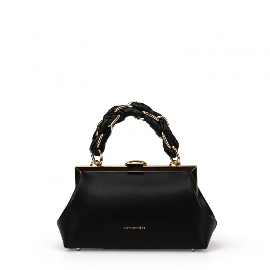 Cromia Дамска черна чанта с обков - изглед 3