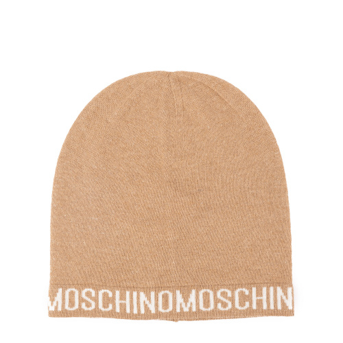 MOSCHINO Дамска бежова плетена шапка