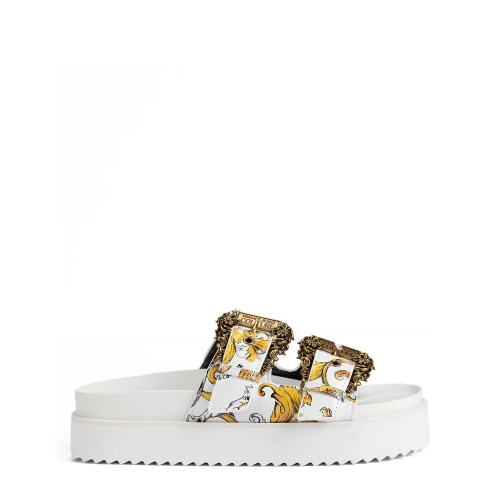 VERSACE JEANS Дамски бели чехли