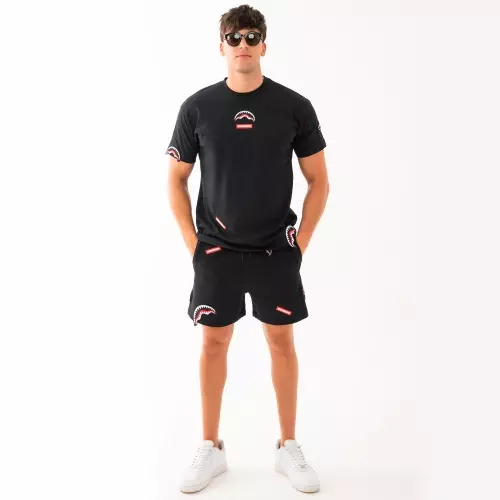 SPRAYGROUND Мъжка черна тениска с апликации