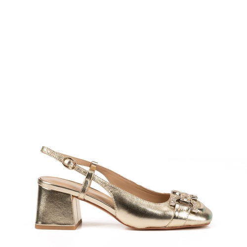 Alma En Pena Дамски златни обувки с отворена пета