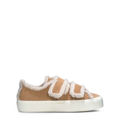 INUIKII Дамски бежови обувки Shearling Low Velcro