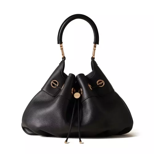 BORBONESE Дамска черна чанта Collier Hobo Bag - Pepina BORBONESE Дамска черна чанта Collier Hobo Bag