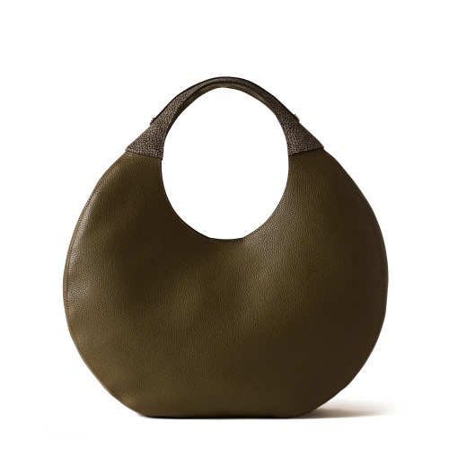 BORBONESE Дамска зелена чанта Full Moon Hobo Large
