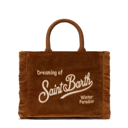 SAINT BARTH Дамска кафява чанта Vanity Velvet
