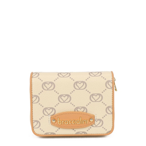 BRACCIALINI Дамски бежов портфейл Monogram