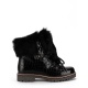 NEW ITALIA SHOES Дамски черни боти с пух - изглед 1