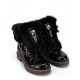 NEW ITALIA SHOES Дамски черни боти с пух - изглед 2