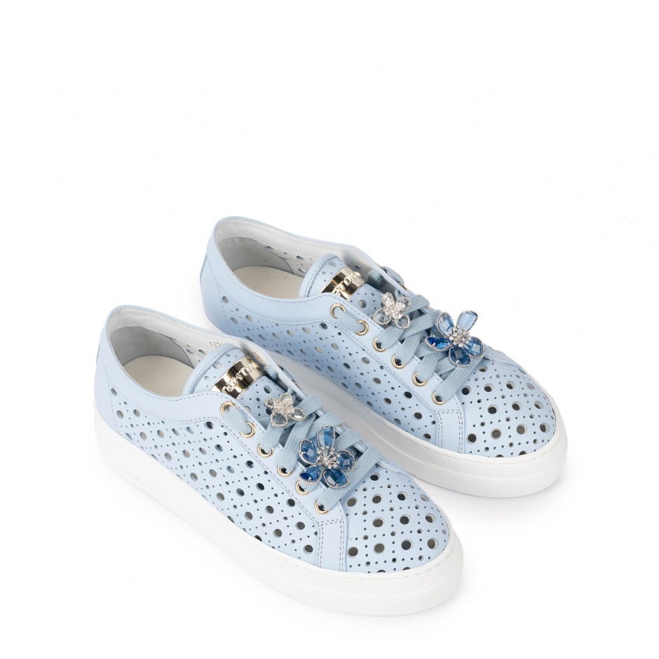STOKTON Дамски сини обувки с брошки - изглед 2