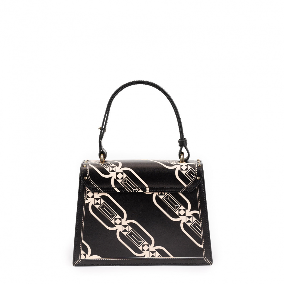 Cromia Дамска черна чанта с капак - изглед 3