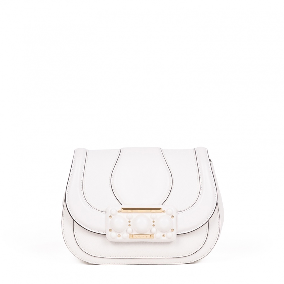 Cromia Дамска бяла чанта с капак - изглед 1
