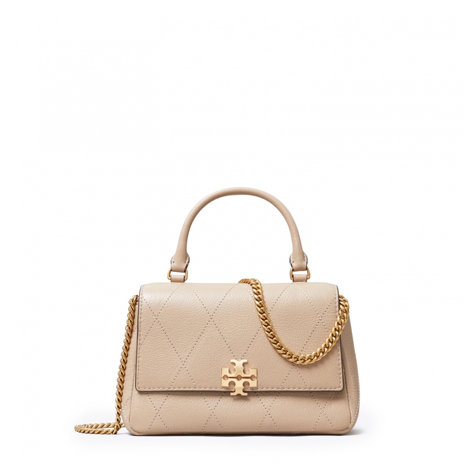 TORY BURCH Дамска бежова чанта Mini Charlie - изглед 1