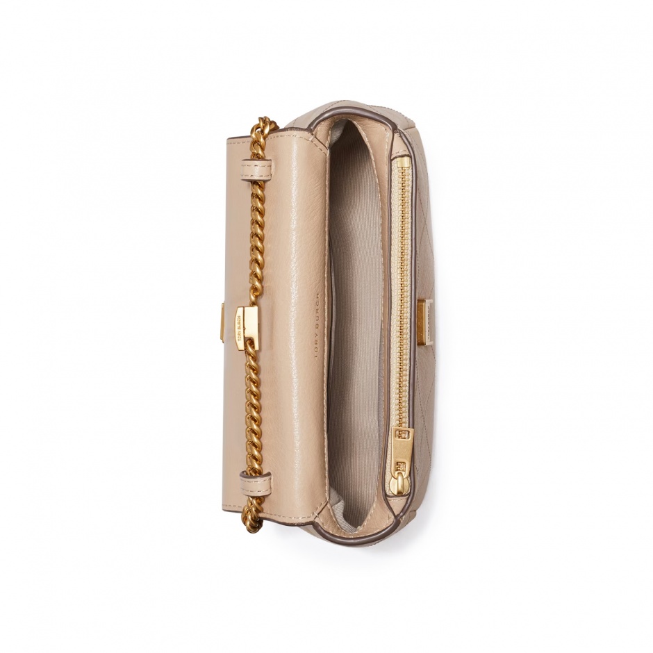 TORY BURCH Дамска бежова чанта Mini Charlie - изглед 4