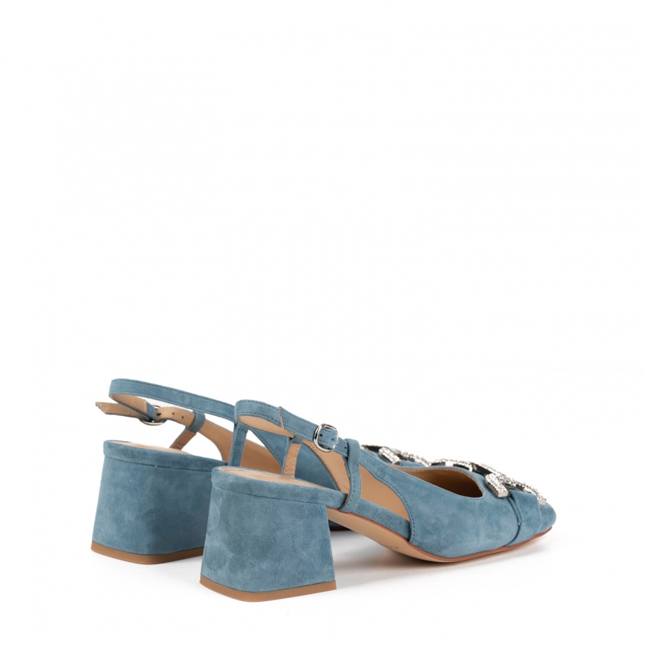 Alma En Pena Дамски сини обувки с отворена пета - изглед 3
