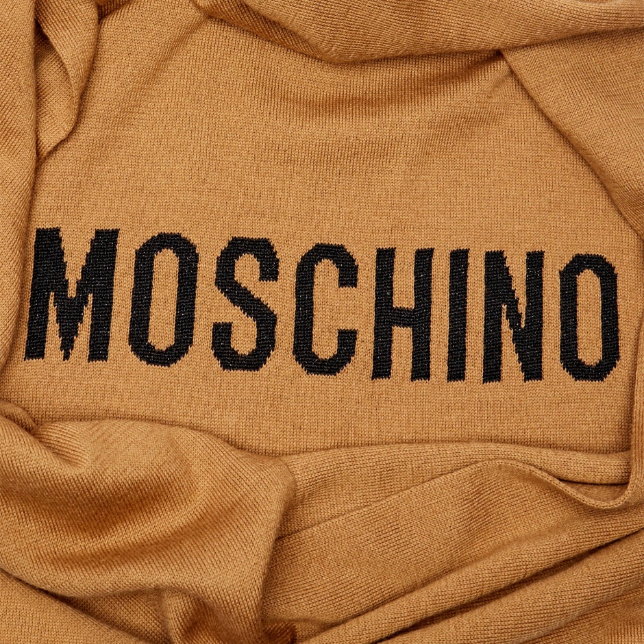 MOSCHINO Вълнен бежов шал - изглед 2