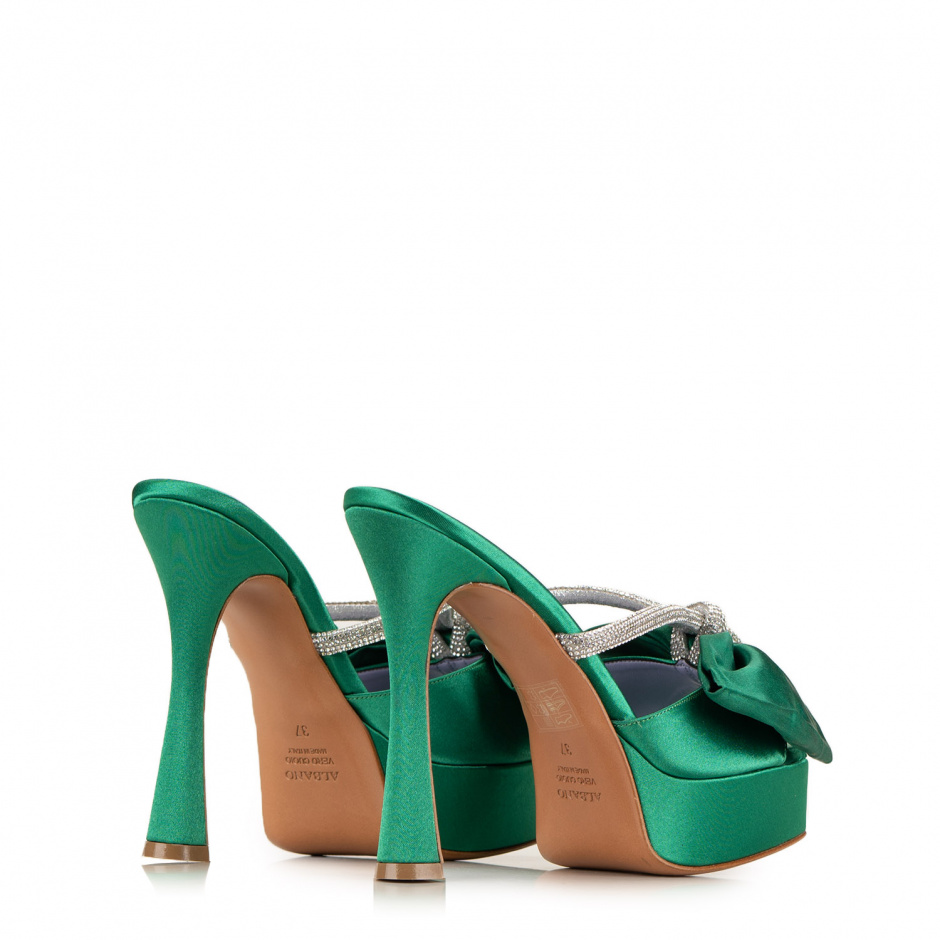 Albano Дамски зелени чехли с платформа - изглед 3