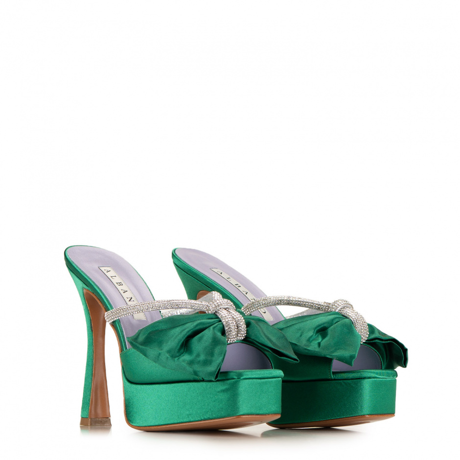 Albano Дамски зелени чехли с платформа - изглед 4