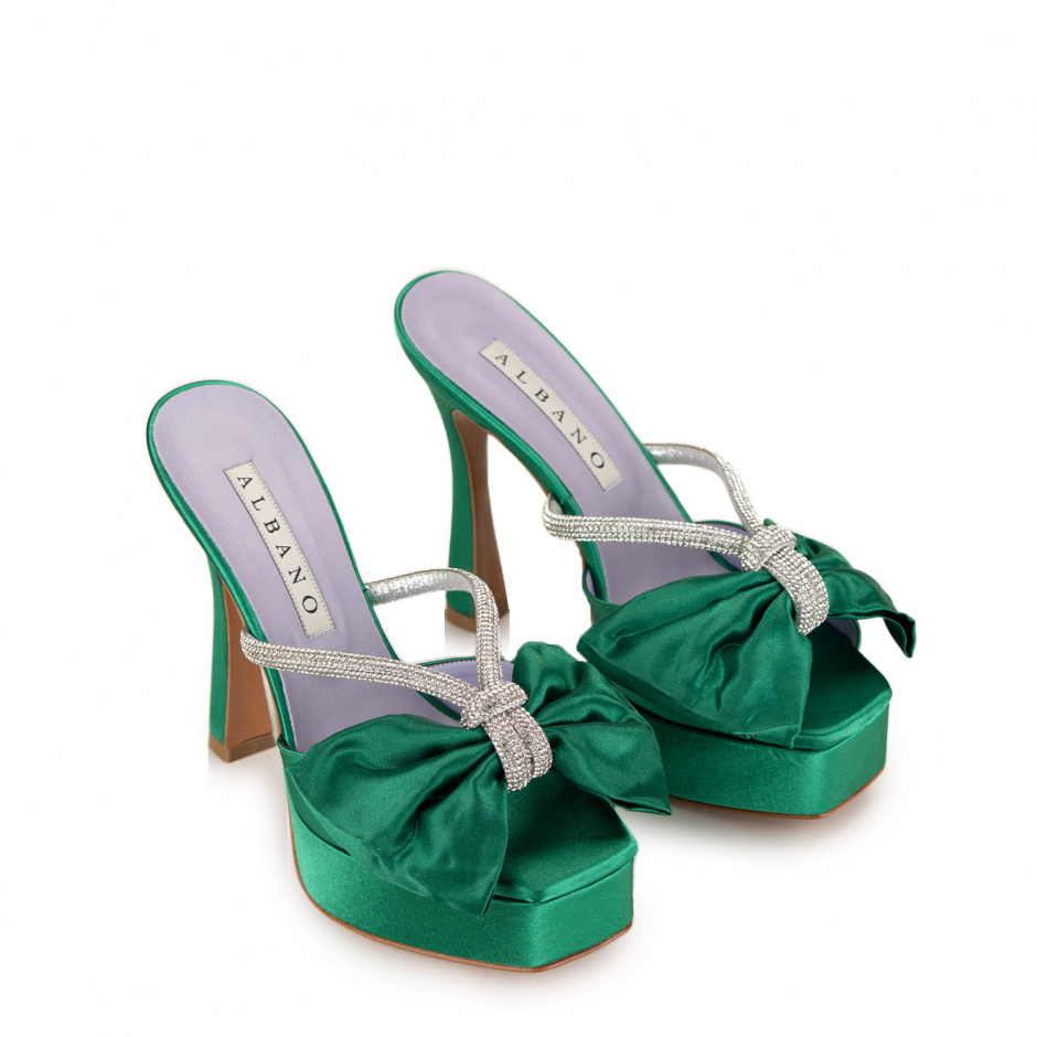 Albano Дамски зелени чехли с платформа - изглед 2