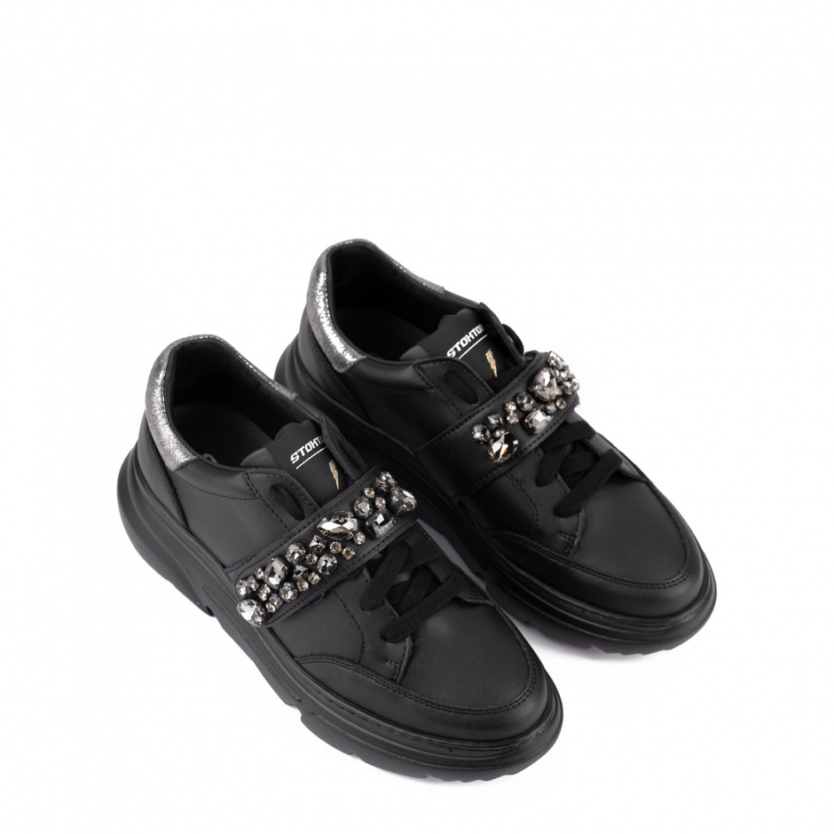 STOKTON Дамски черни обувки с камъни - изглед 2