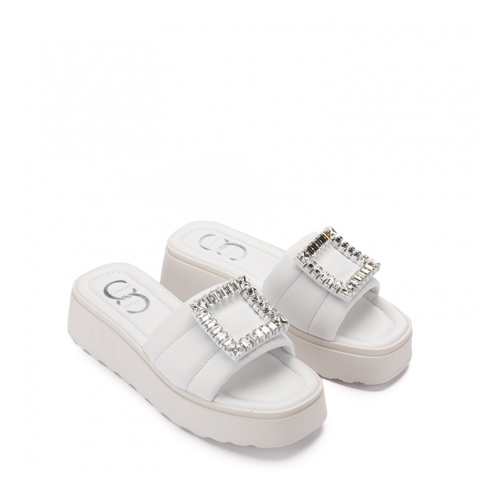 CESARE CASADEI Дамски бели чехли с кристали - изглед 2 - Pepina CESARE CASADEI Дамски бели чехли с кристали - изглед 2