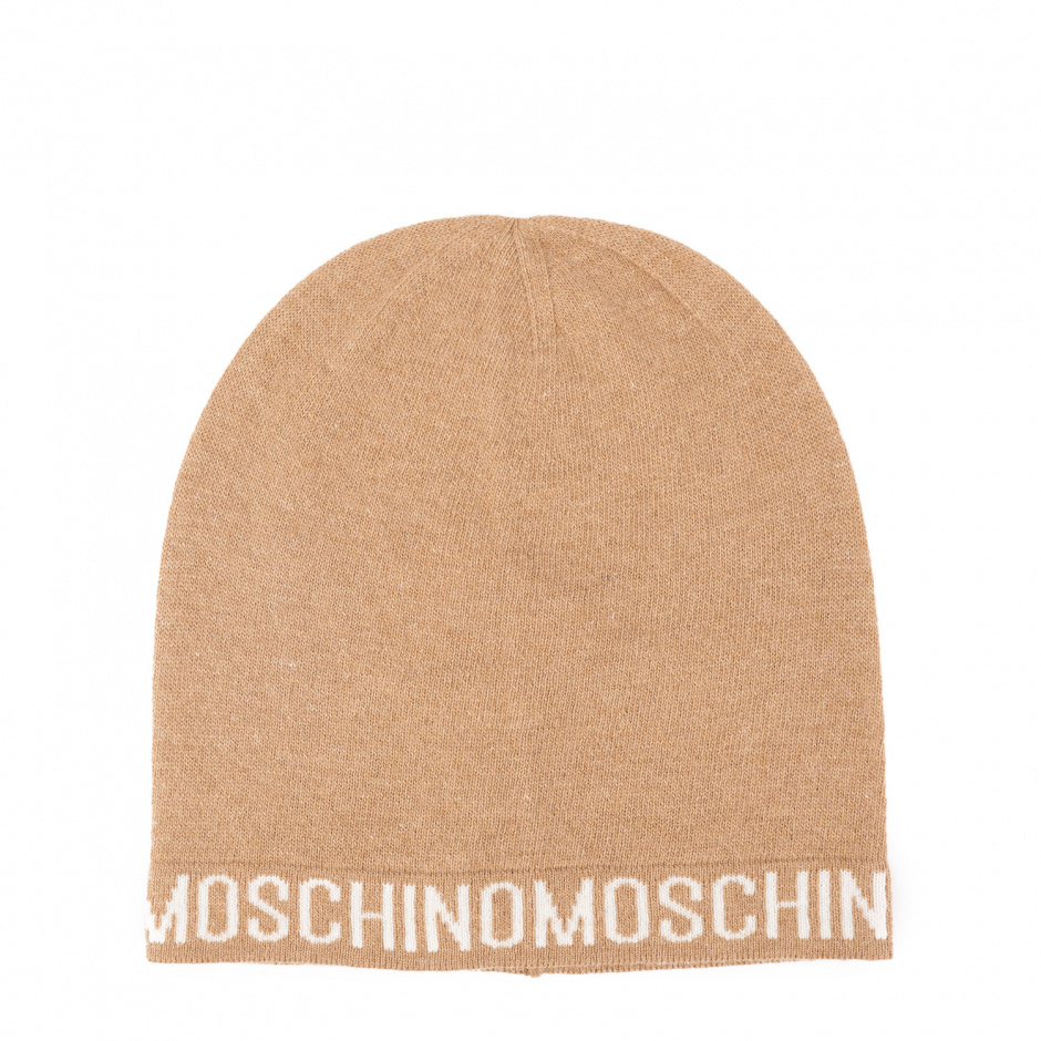 MOSCHINO Дамска бежова плетена шапка - изглед 2