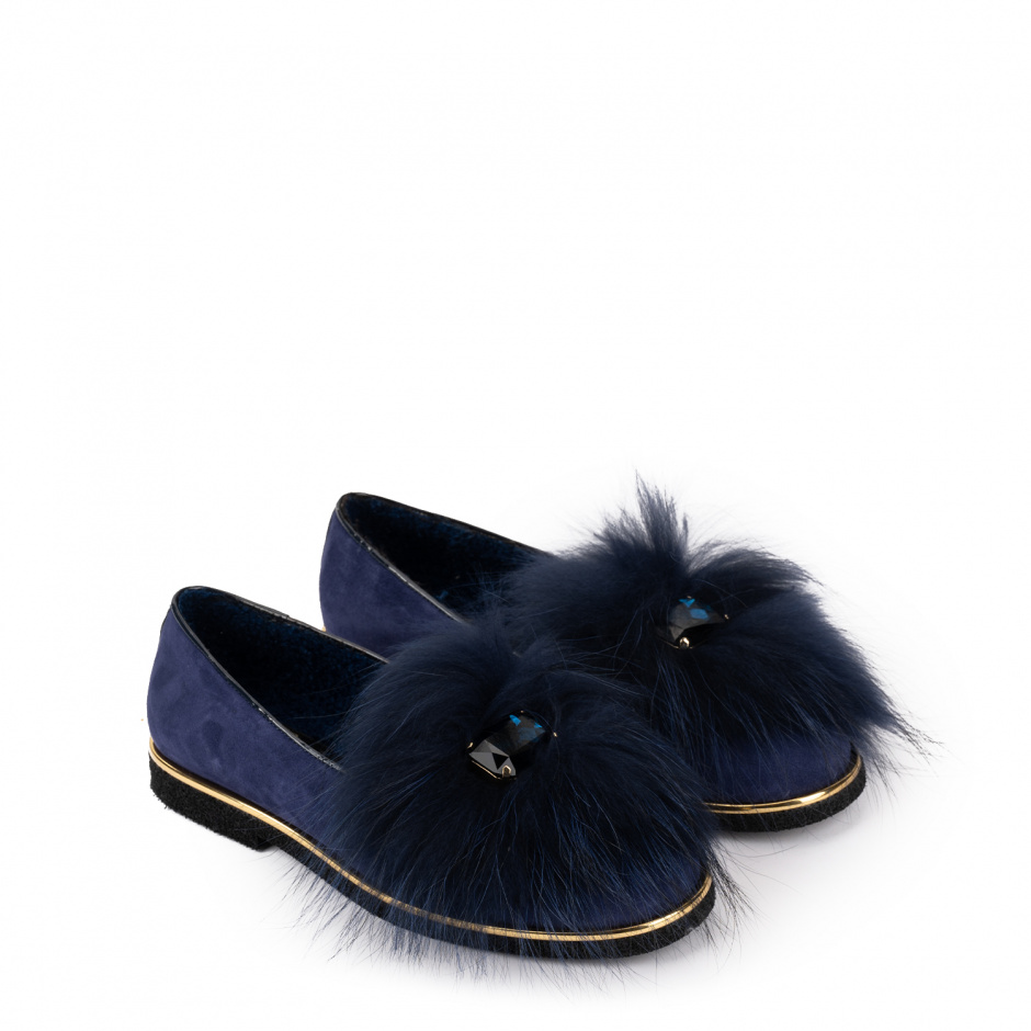 RENZONI Дамски сини обувки с косъм - изглед 2