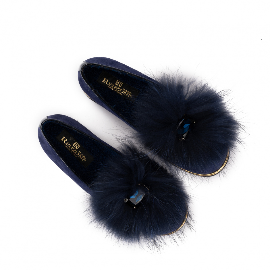 RENZONI Дамски сини обувки с косъм - изглед 4