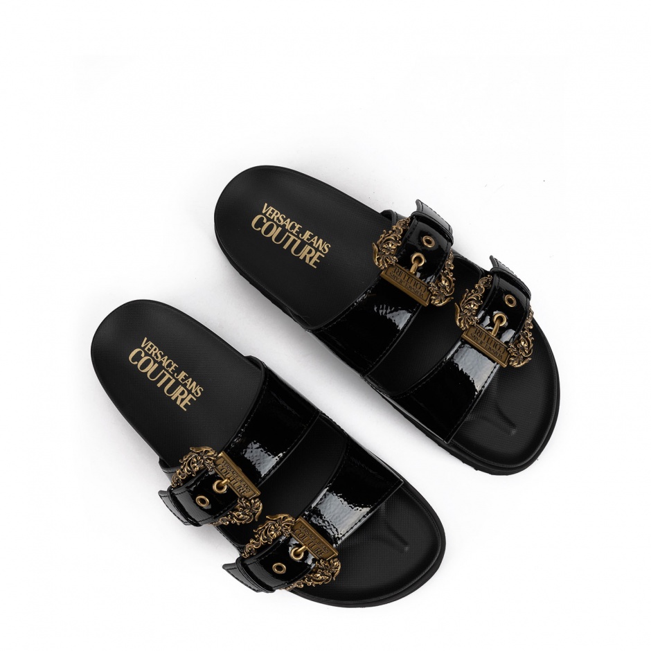 VERSACE JEANS Дамски черни чехли - изглед 3