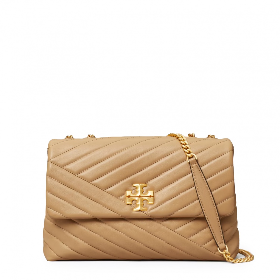 TORY BURCH Дамска бежова чанта KIRA CHEVRON - изглед 1