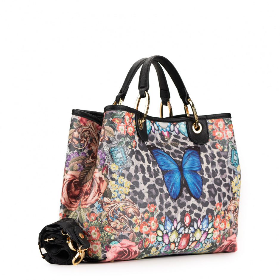 Braccialini Дамска многоцветна чанта с щампа - изглед 2