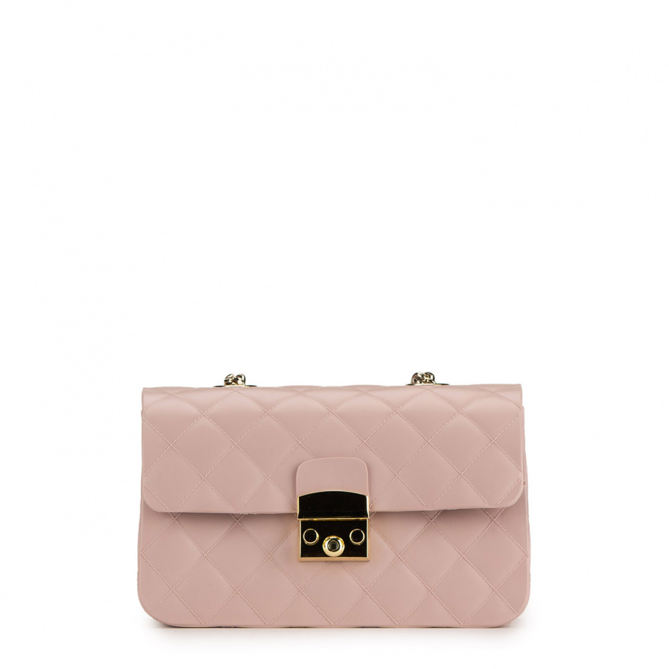 Menghi Дамска розова чанта с дръжка синджир - изглед 1