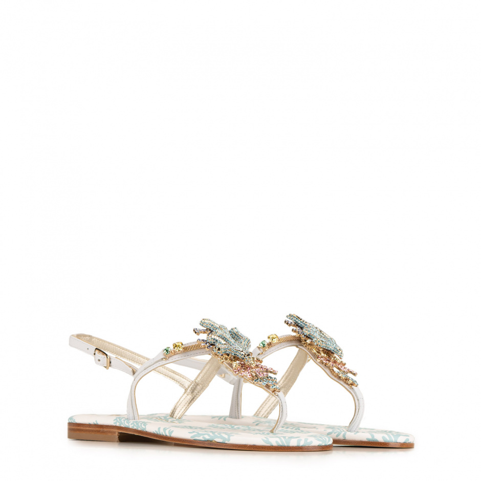 PAOLA FIORENZA Дамски бели сандали с корали - изглед 3