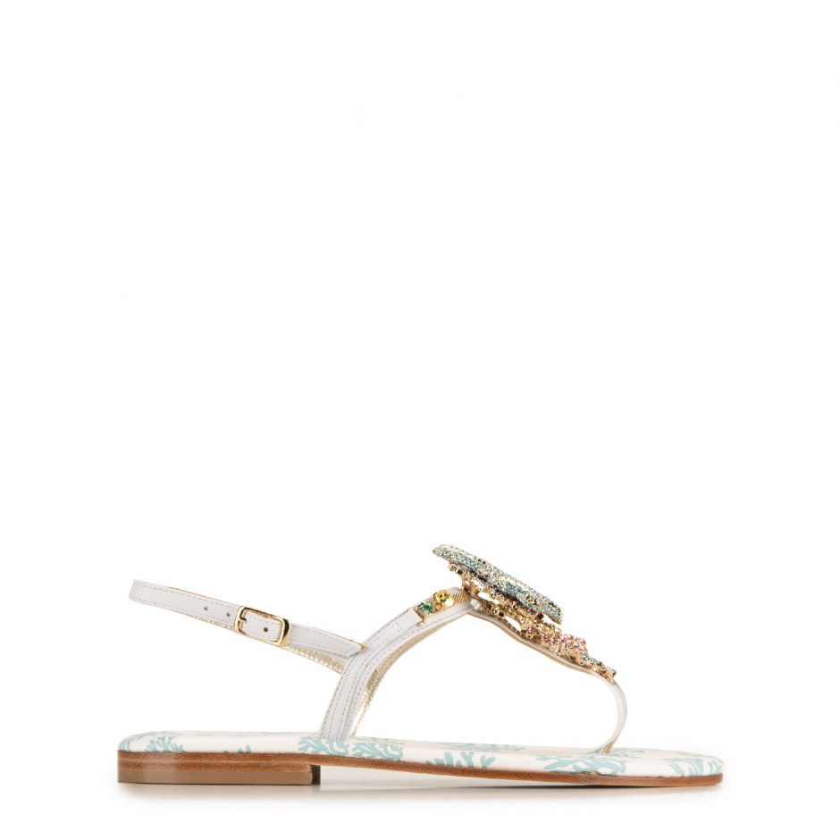 PAOLA FIORENZA Дамски бели сандали с корали - изглед 1