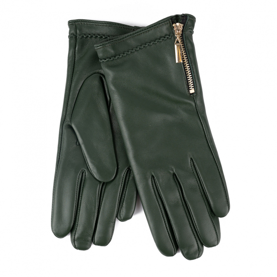 TOSCA BLU Дамски зелени ръкавици кожа - изглед 1