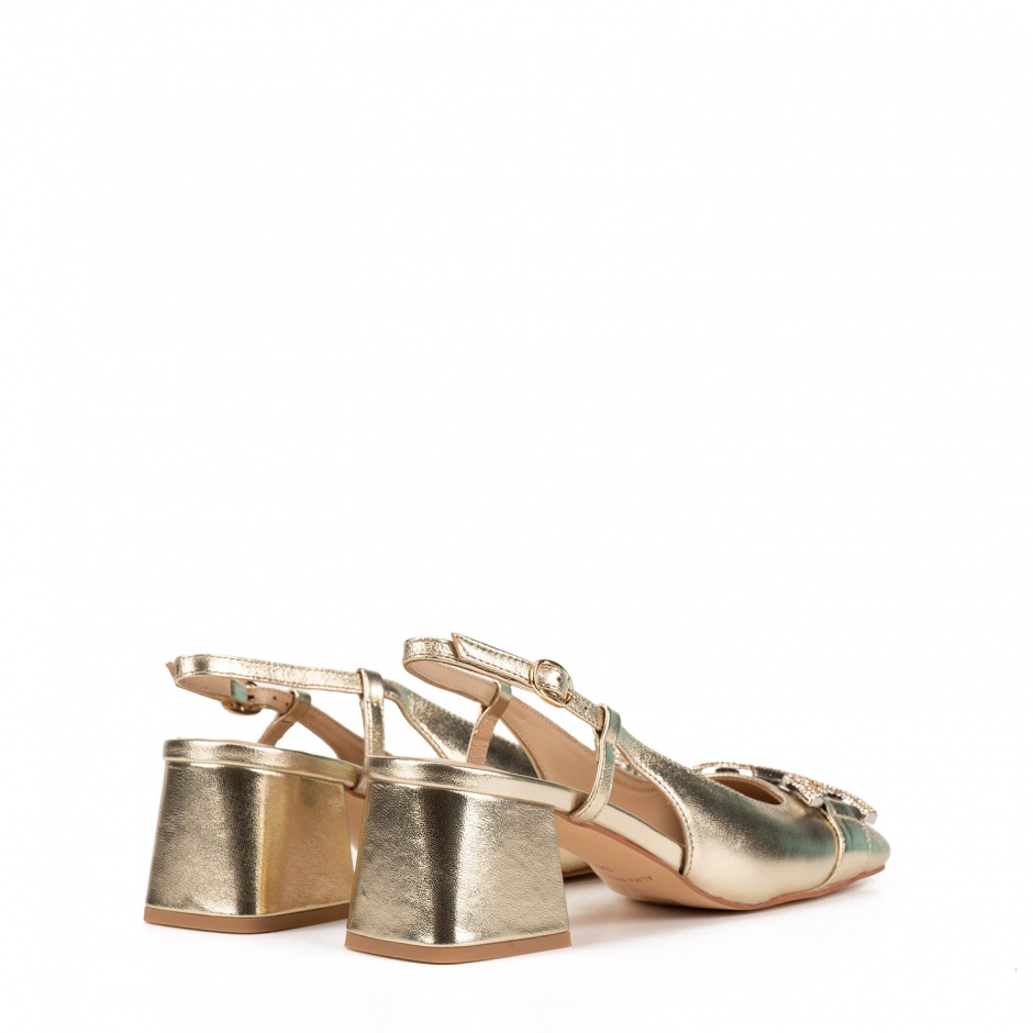 Alma En Pena Дамски златни обувки с отворена пета - изглед 3