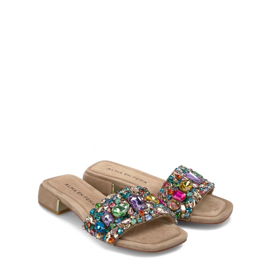 ALMA EN PENA Дамски велурени чехли - изглед 2