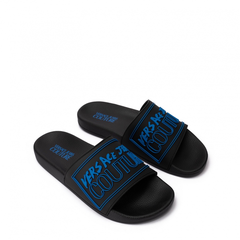 VERSACE JEANS Мъжки черни чехли - изглед 2