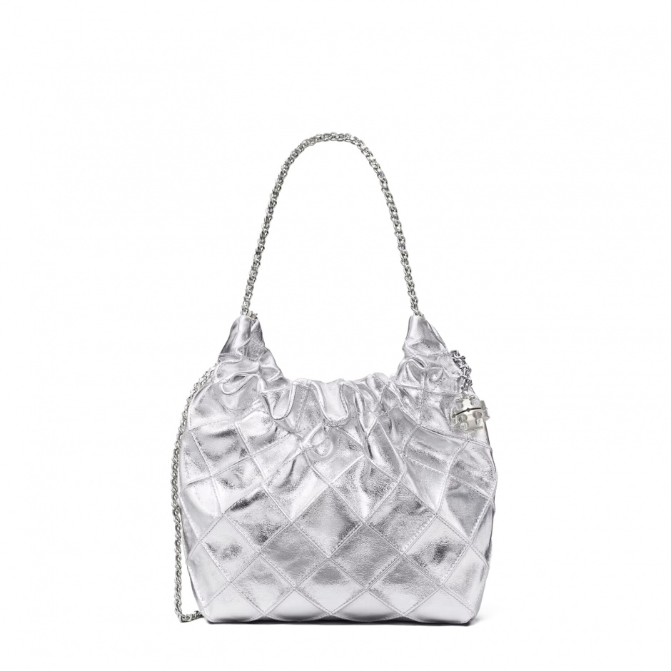 TORY BURCH Дамска сребърна хобо чанта MINI FLEMING - изглед 1