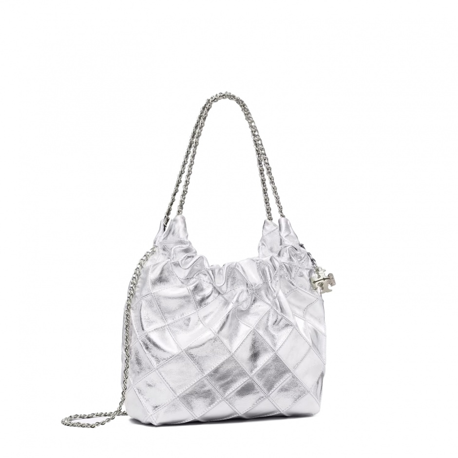 TORY BURCH Дамска сребърна хобо чанта MINI FLEMING - изглед 2
