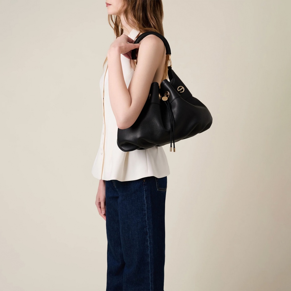 BORBONESE Дамска черна чанта Collier Hobo Bag - изглед 4 - Pepina BORBONESE Дамска черна чанта Collier Hobo Bag - изглед 4