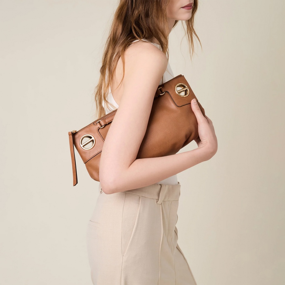 BORBONESE Дамска кафява чанта London Shoulder Small - изглед 4
