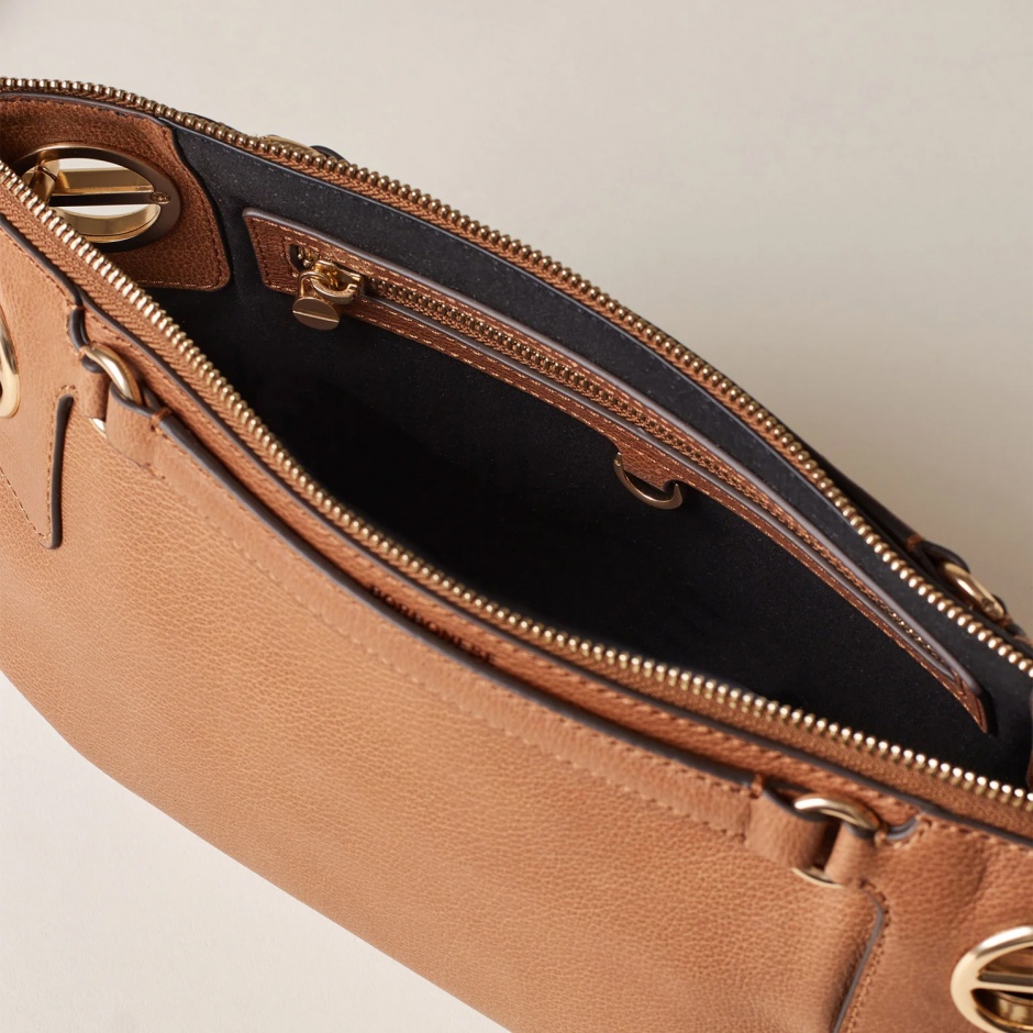 BORBONESE Дамска кафява чанта London Shoulder Small - изглед 3