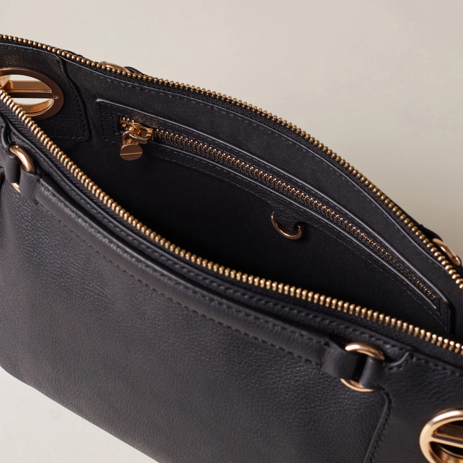 BORBONESE Дамска черна чанта London Shoulder Small - изглед 4