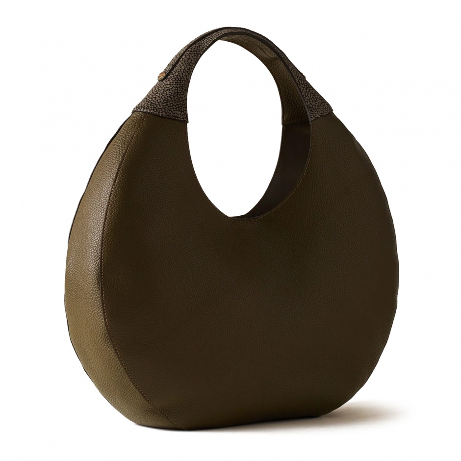 BORBONESE Дамска зелена чанта Full Moon Hobo Large - изглед 2 - Pepina BORBONESE Дамска зелена чанта Full Moon Hobo Large - изглед 2