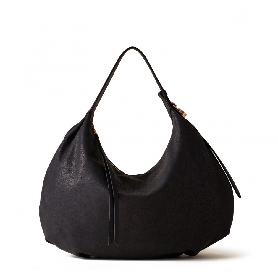 BORBONESE Дамска черна чанта Prive Hobo Bag - изглед 1 - Pepina BORBONESE Дамска черна чанта Prive Hobo Bag - изглед 1