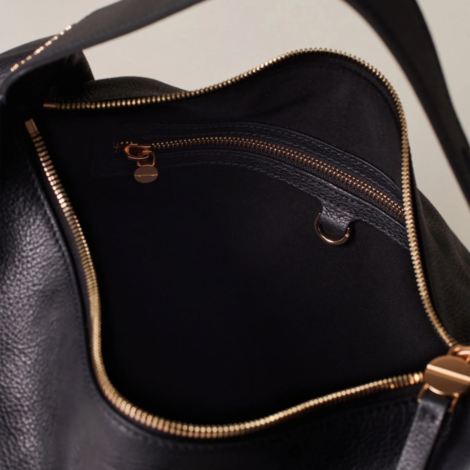 BORBONESE Дамска черна чанта Prive Hobo Bag - изглед 4 - Pepina BORBONESE Дамска черна чанта Prive Hobo Bag - изглед 4