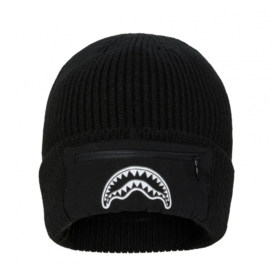 SPRAYGROUND Черна плетена шапка POCKET BEANIE - изглед 1