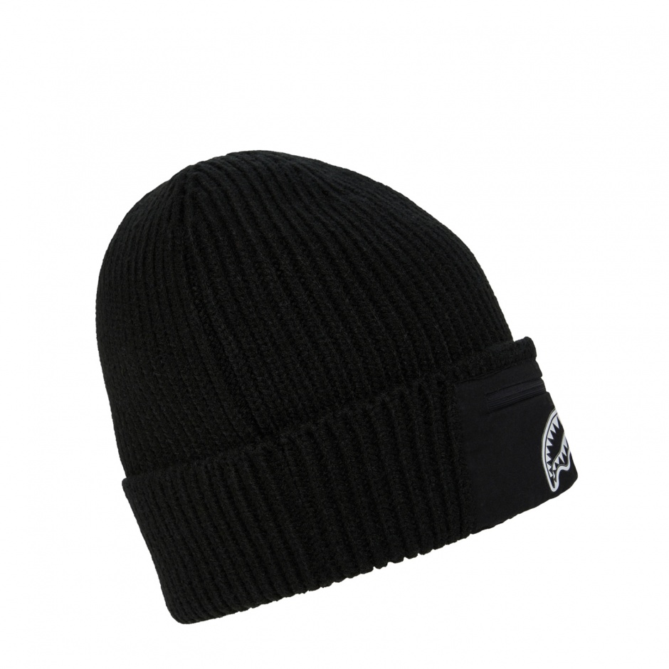 SPRAYGROUND Черна плетена шапка POCKET BEANIE - изглед 2