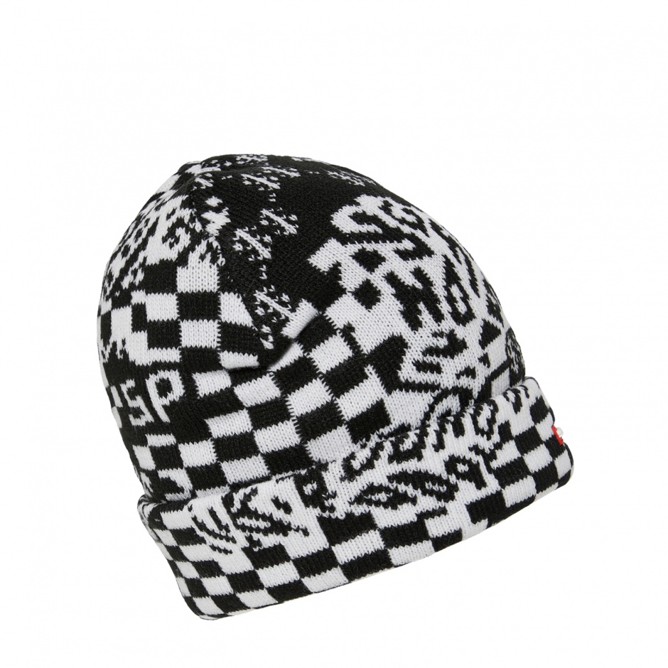 SPRAYGROUND Плетена шапка BLACK AND WHITE WARP CHECK - изглед 2